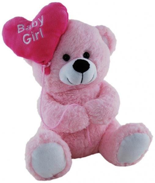 Bear with Balloon - Baby Girl 25cm