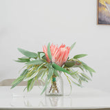 Artificial Queen Protea & Eucalyptus Vase Arrangement 38cmH