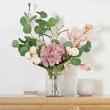 Artificial Hydrangea & Ranunculus Vase Arrangement (40cmH)